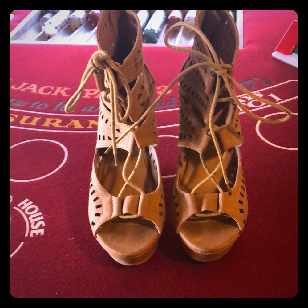 High tan wedges
